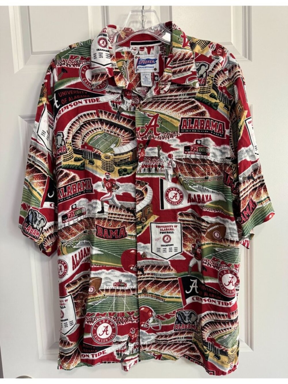 Reyn Spooner Alabama Crimson Tide Button Up Hawaiian Shirt Football Men's Large